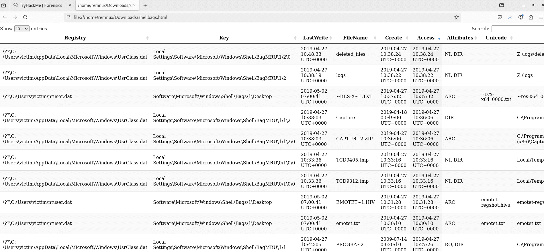 Shellbags Analysis